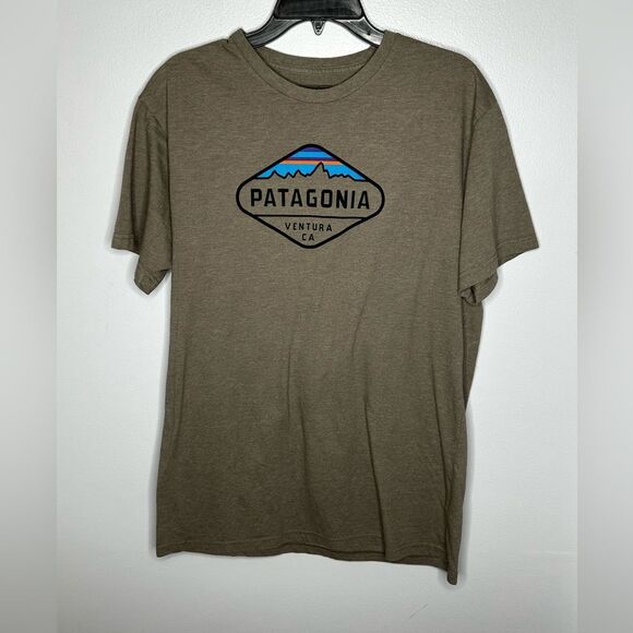Patagonia Organic Cotton Grey short sleeve Slim fit T-Shirt Size Large - Picture 1 of 3